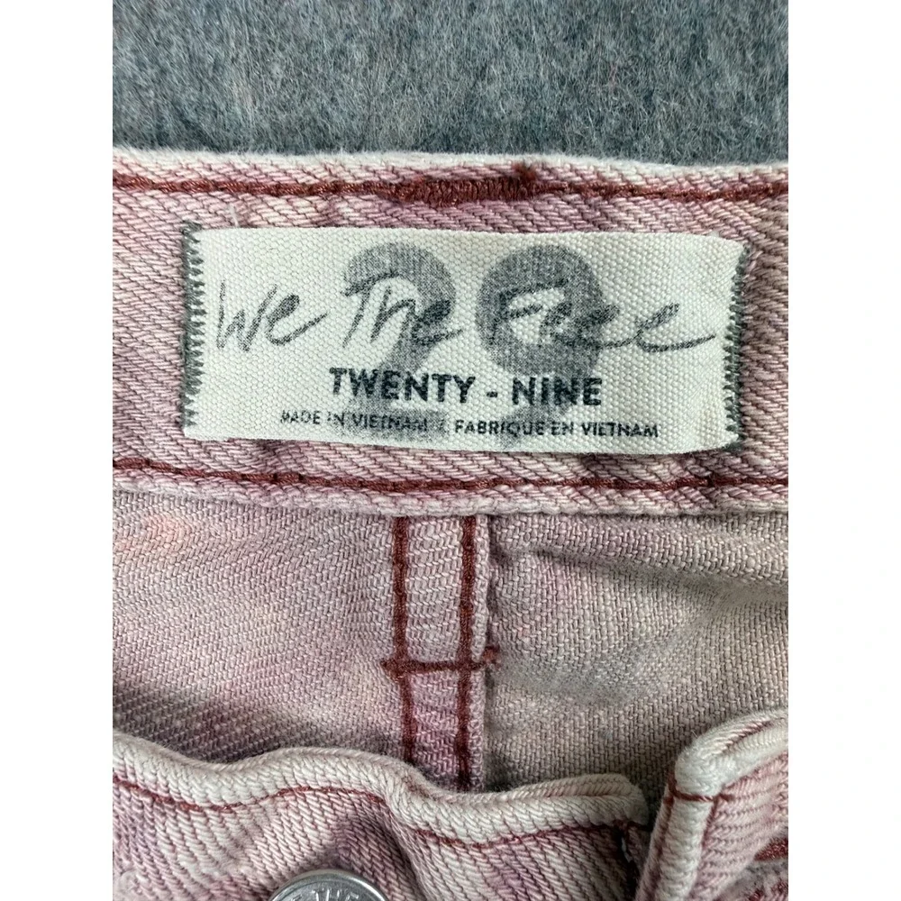 We The Free Free People Pink Acid Wash Distressed Denim Shorts Button‎ Fly 29